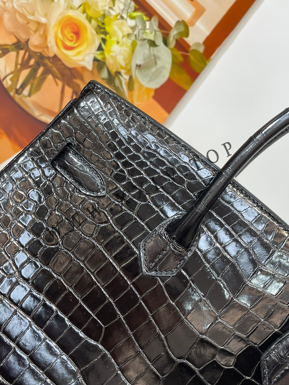 Birkin 35(35-25-18CM) Pure hand work Three pieces of skin Porosus Crocodile Other colors can be customized - Image 6