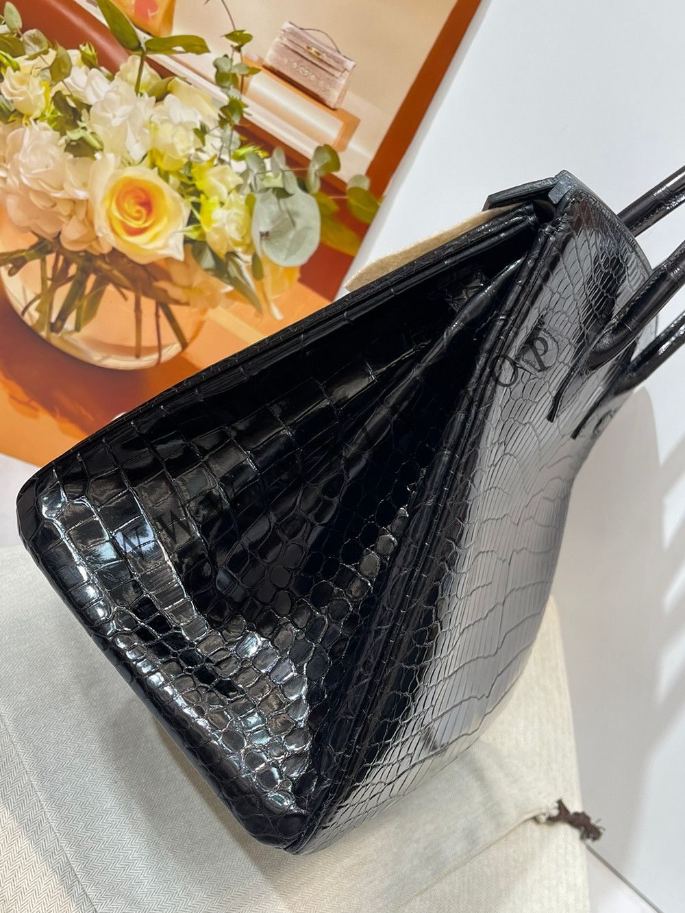 Birkin 35(35-25-18CM) Pure hand work Three pieces of skin Porosus Crocodile Other colors can be customized - Image 5