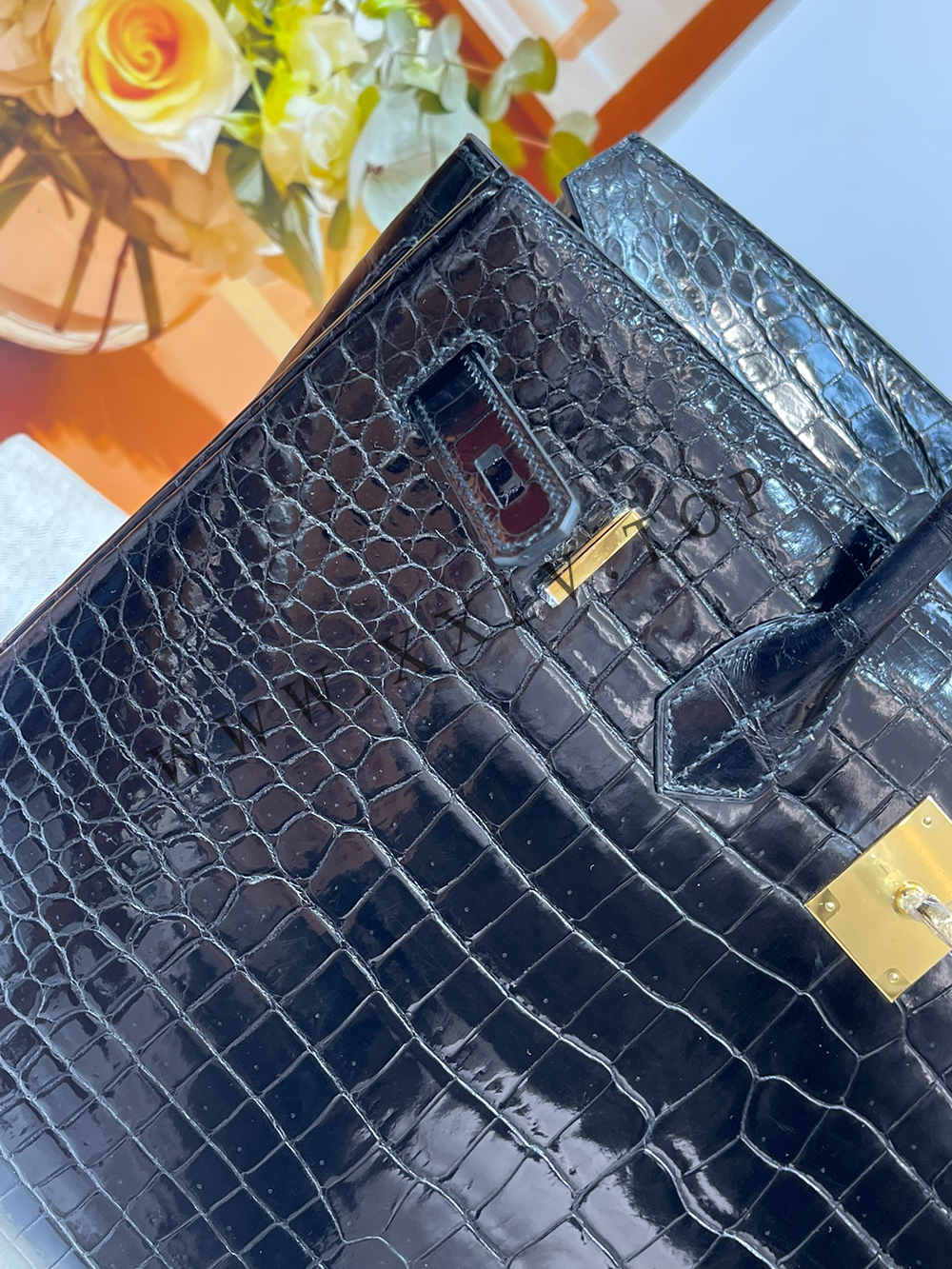 Birkin 35(35-25-18CM) Pure hand work Three pieces of skin Porosus Crocodile Other colors can be customized - Image 4