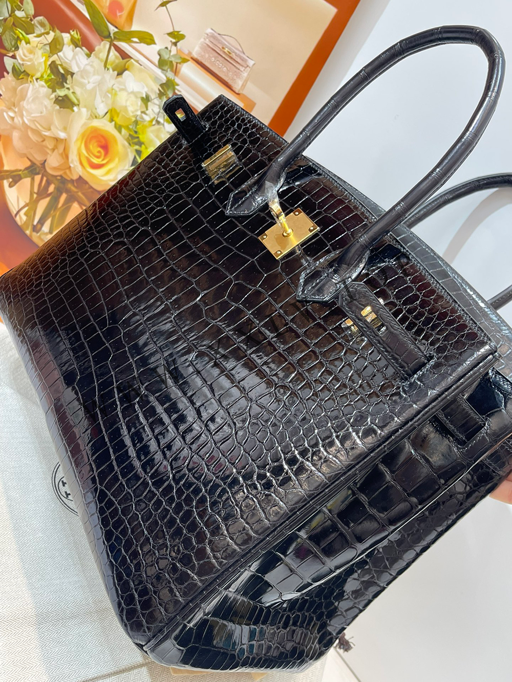 Birkin 35(35-25-18CM) Pure hand work Three pieces of skin Porosus Crocodile Other colors can be customized - Image 2