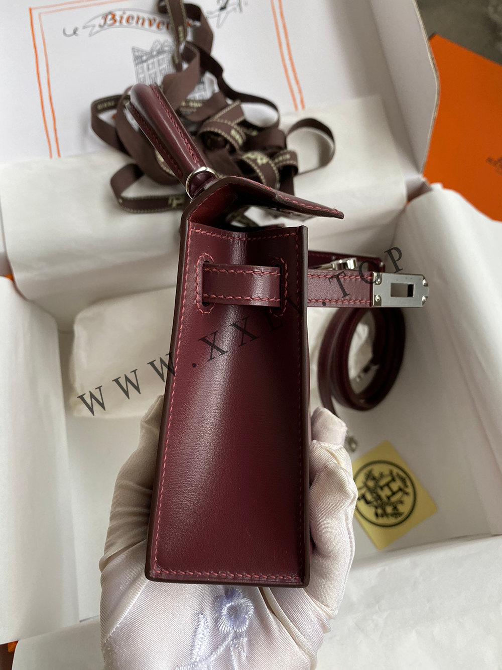 Kelly Mini19(19-12-5.5CM) Pure hand work BOX leather 19#22#25#28#32#35#40# can be customized - Image 5