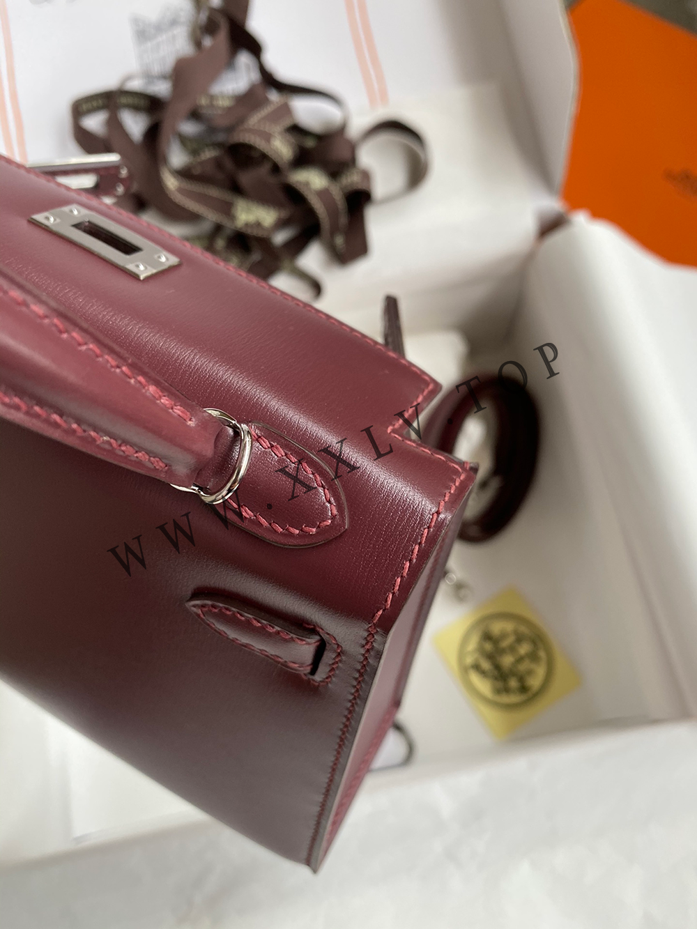 Kelly Mini19(19-12-5.5CM) Pure hand work BOX leather 19#22#25#28#32#35#40# can be customized - Image 4