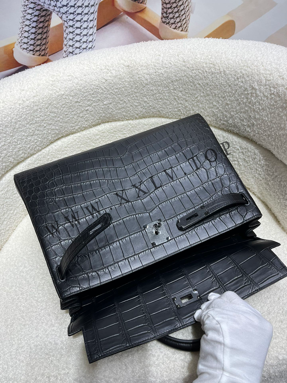 kelly 35 (35*24*12cm) Pure hand work Inner seam American Crocodile 19#22#25#28#32#35#40 and other colors can be customized - Image 6