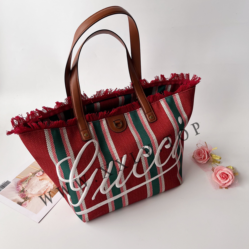 Embroidered medium canvas tote bag 818771 - Image 6
