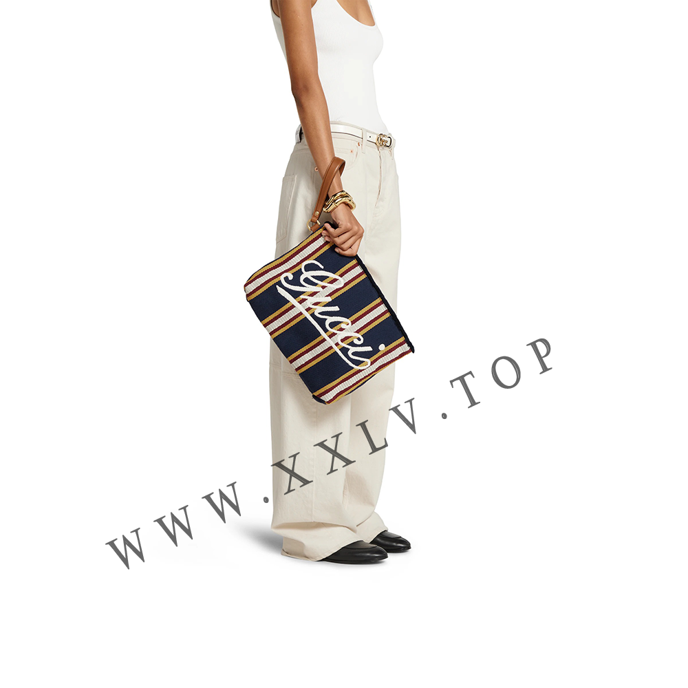 Embroidered large canvas pouch 822870 - Image 3