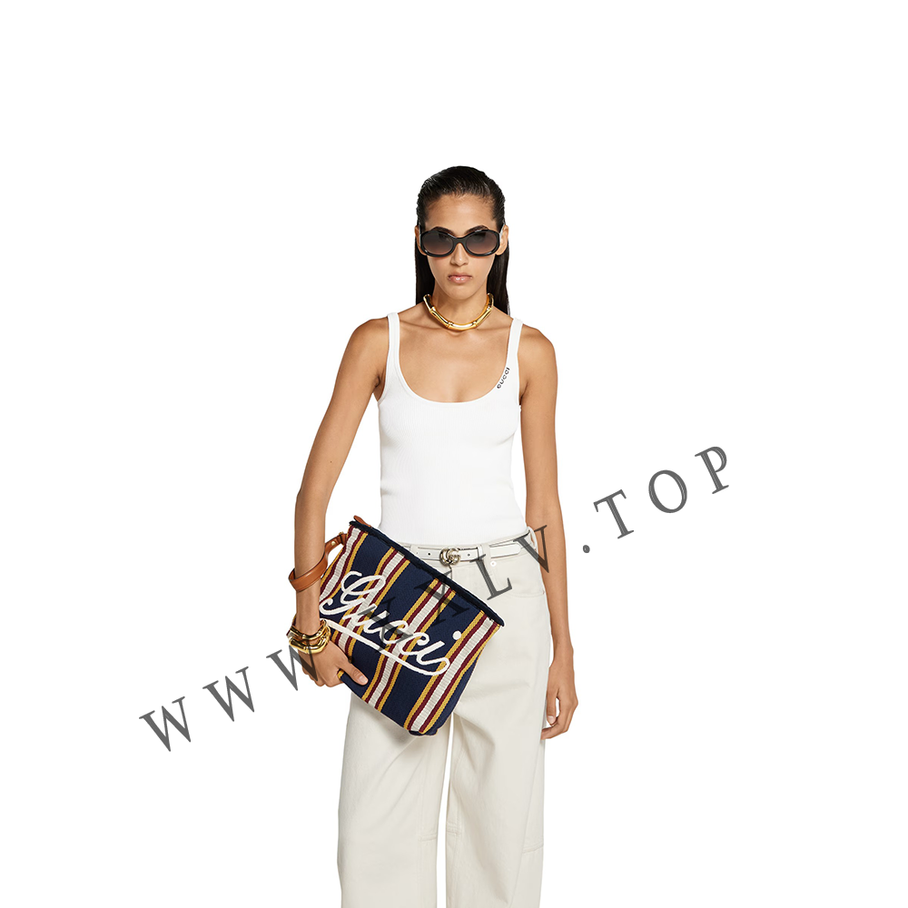 Embroidered large canvas pouch 822870 - Image 2