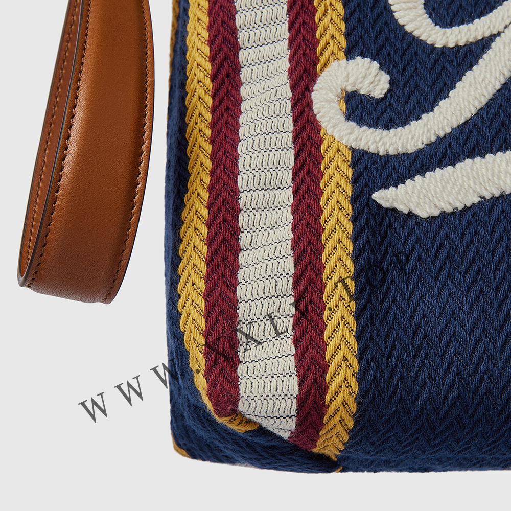 Embroidered large canvas pouch 822870 - Image 7