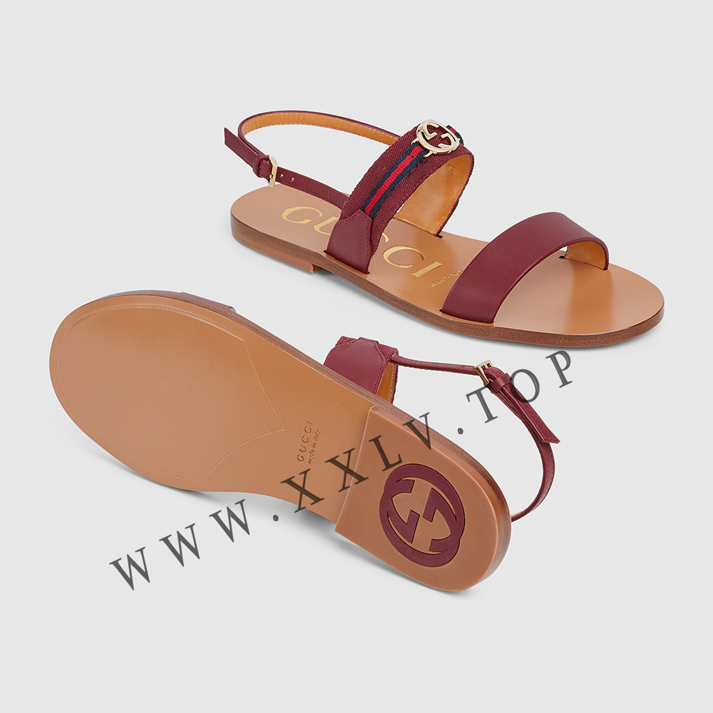 Women's sandal with Interlocking G and Web 832447 - Image 2