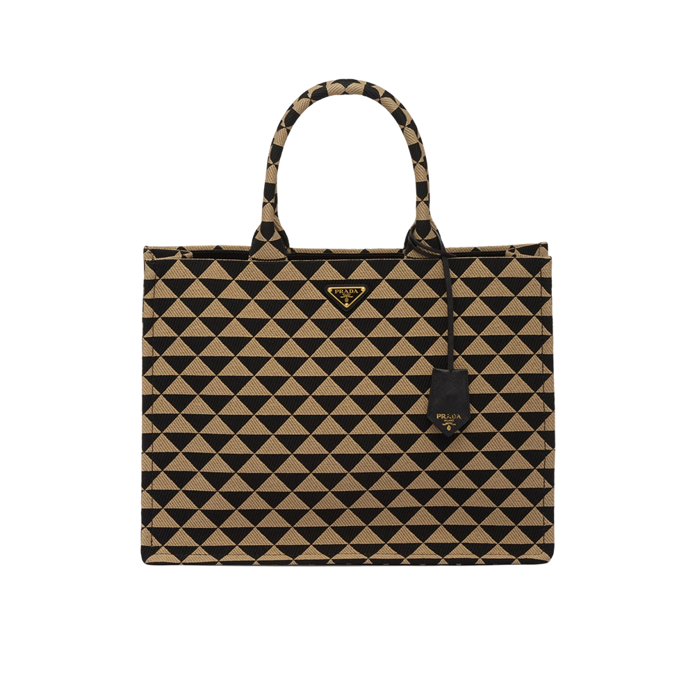 Prada Symbole embroidered fabric tote bag