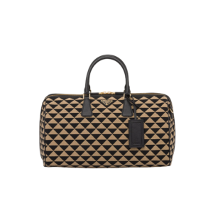 Medium Prada Symbole embroidered fabric travel bag