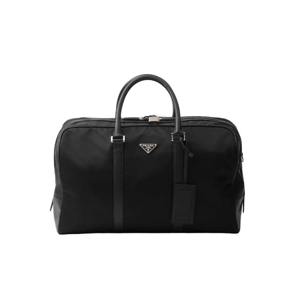 Re-Nylon and Saffiano leather duffel bag