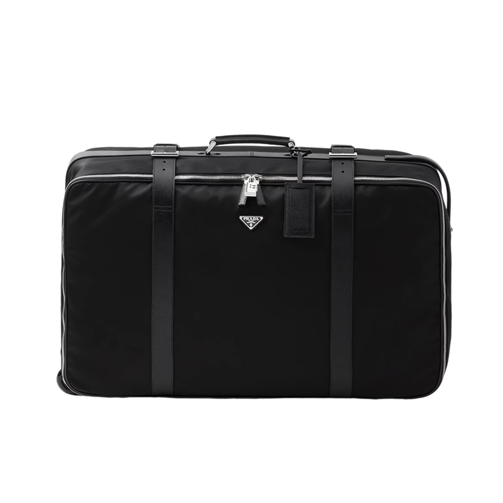 Large Re-Nylon and Saffiano leather suitcase