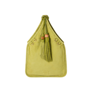 Suede handbag with tassels