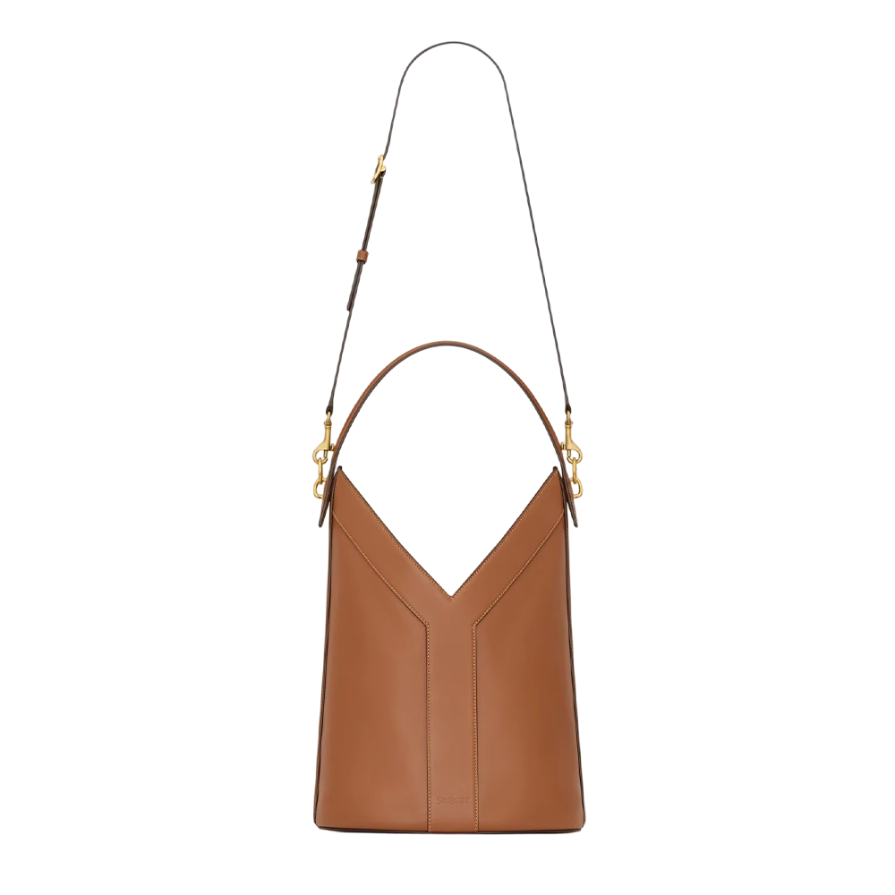 Y top-handle bucket in leather