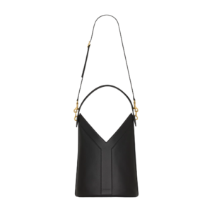 Y top-handle bucket in leather