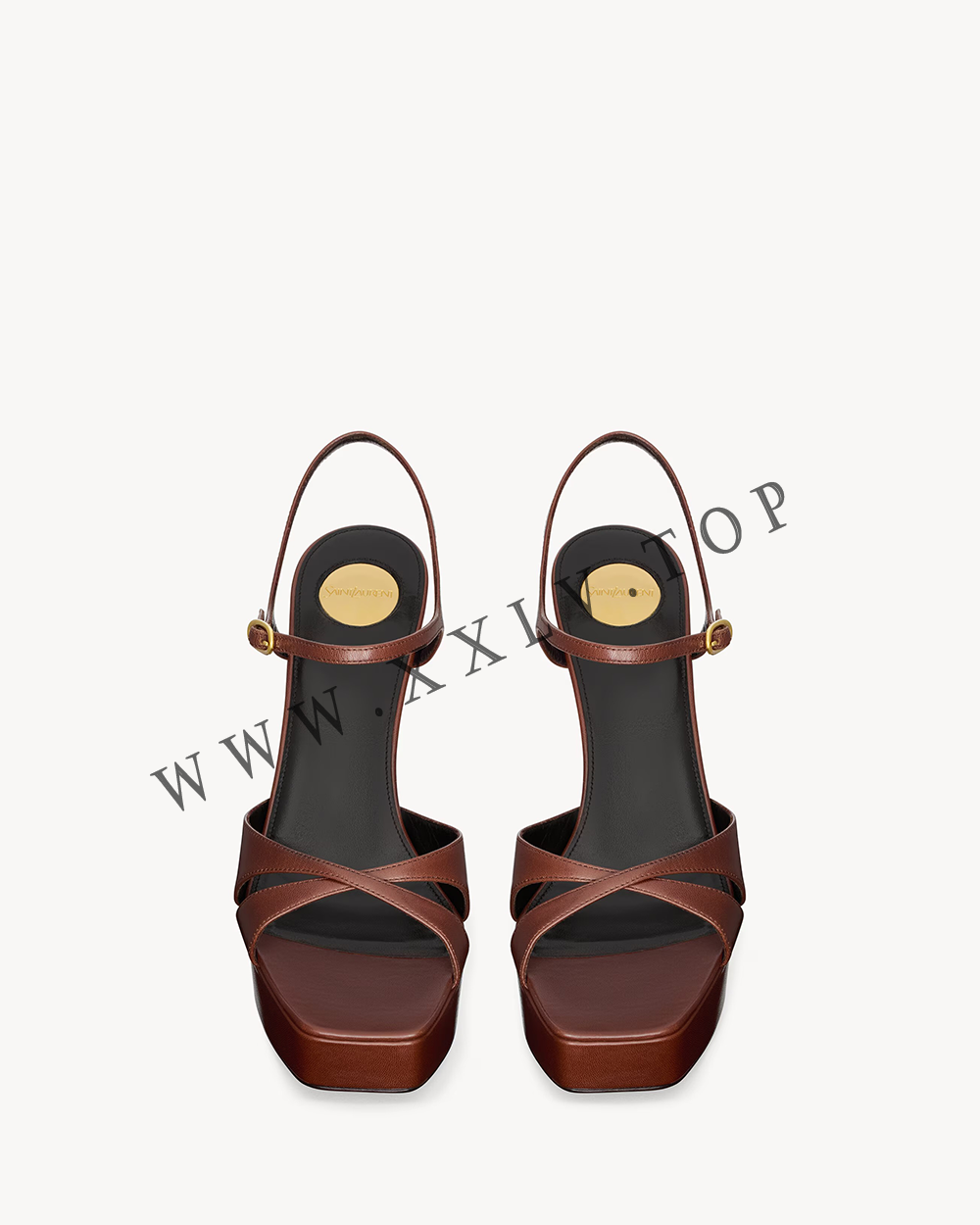 debbie platform sandals in smooth leather - Image 3