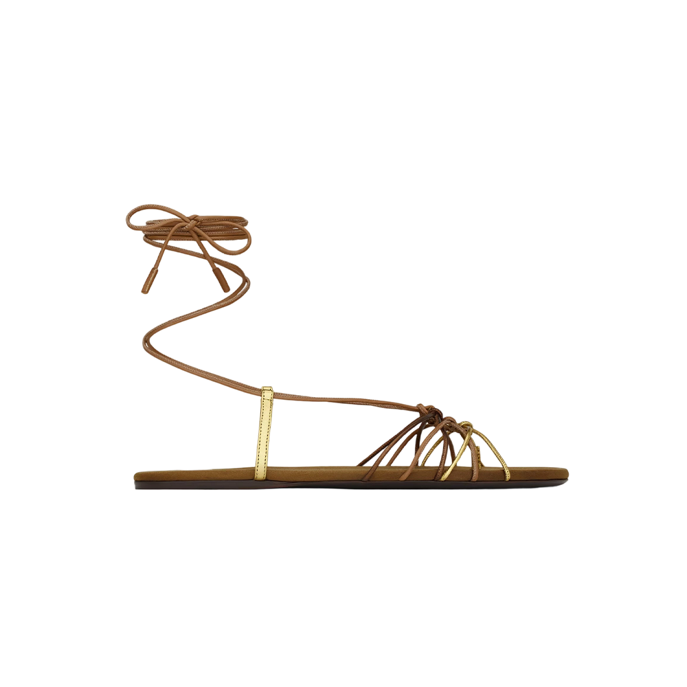 babylone sandals in smooth and metallic leather