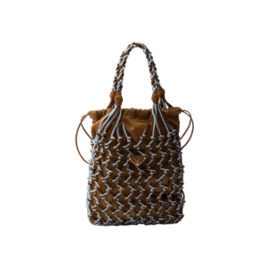 Prada Noué small macramé and suede bag