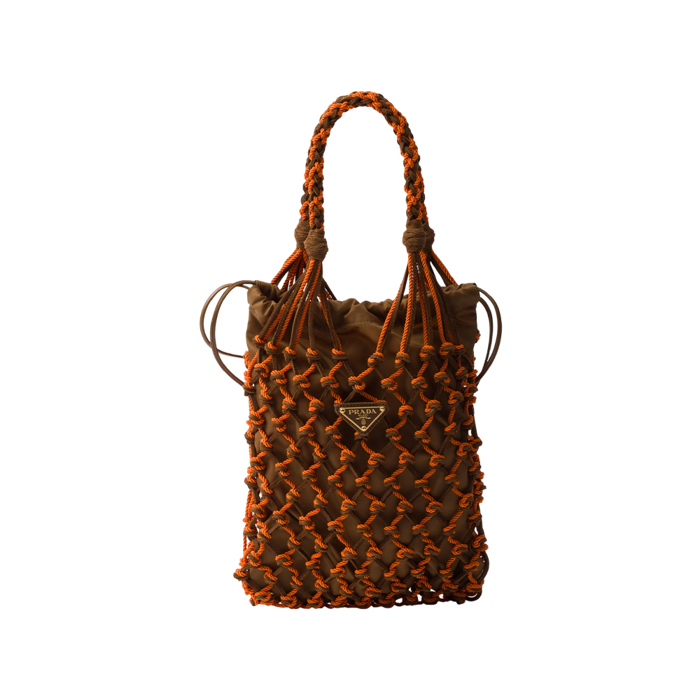 Prada Noué small macramé and suede bag