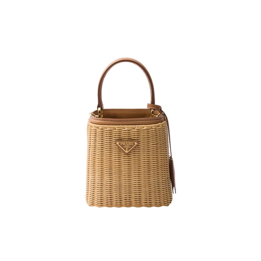 Mini wicker and leather Prada Panier bag
