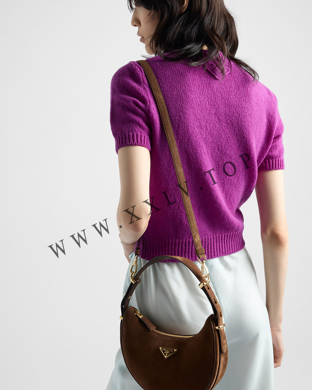 Prada Arqué suede shoulder bag 1BC194 - Image 2