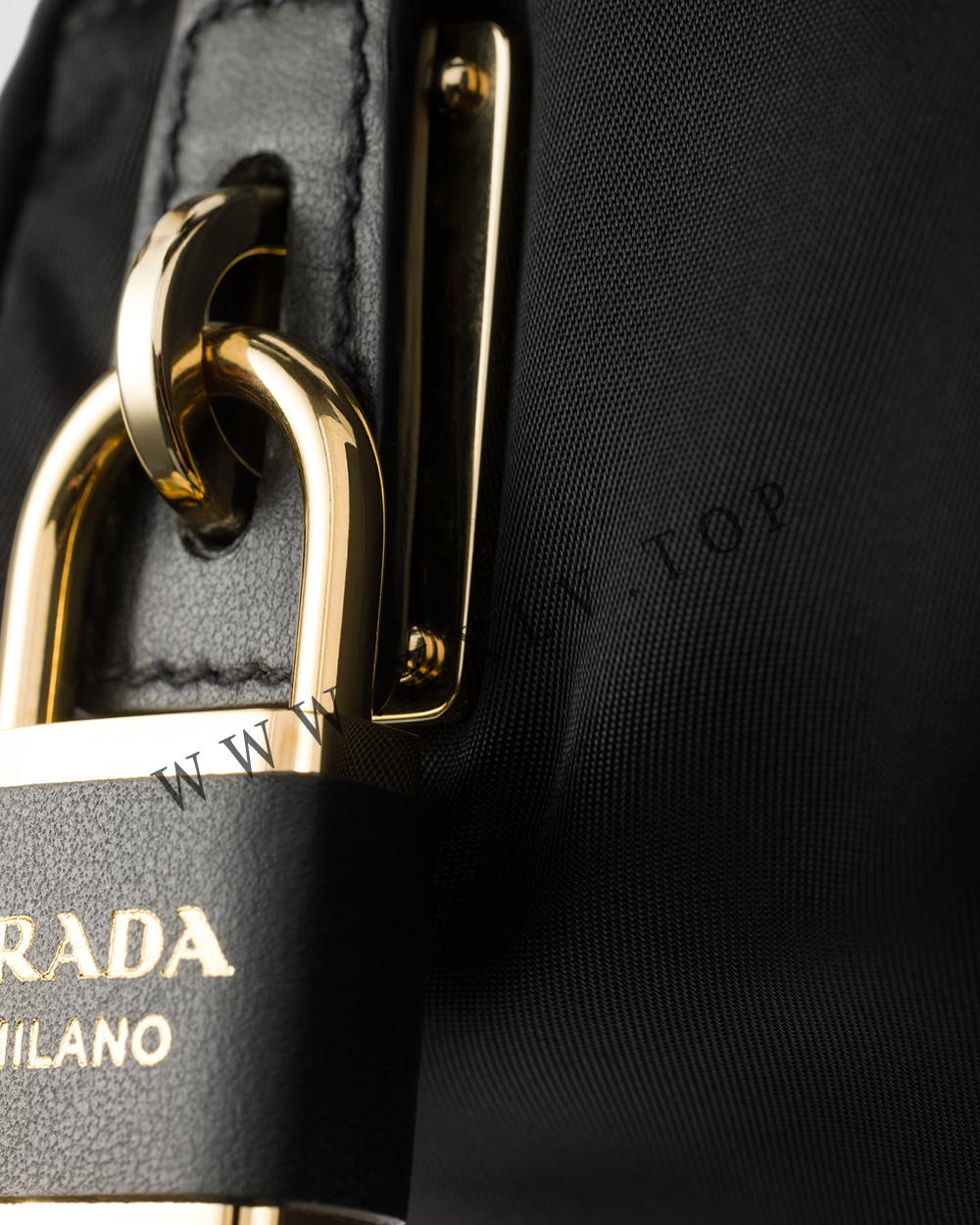 Medium Re-Nylon and leather shoulder bag with padlock - Image 5