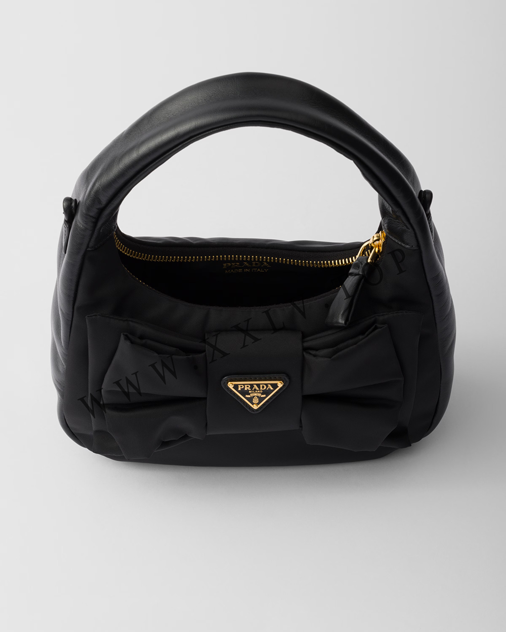 Re-Nylon and nappa leather mini-bag with bow - Image 3
