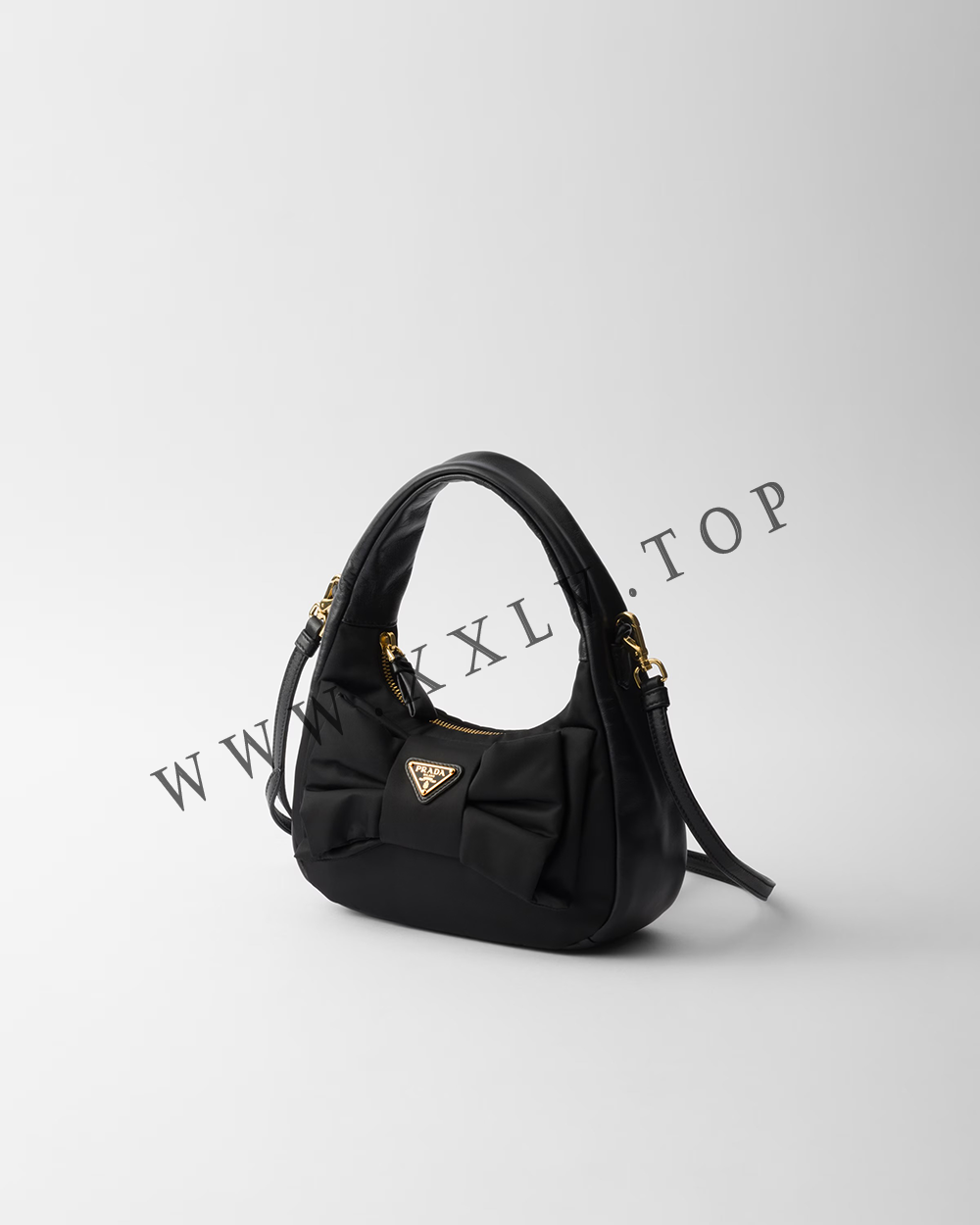 Re-Nylon and nappa leather mini-bag with bow - Image 4
