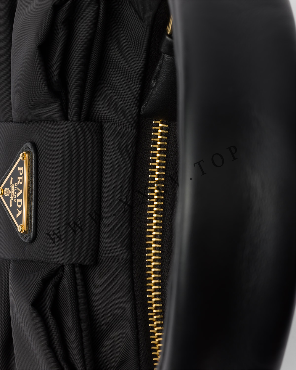 Re-Nylon and nappa leather mini-bag with bow - Image 2