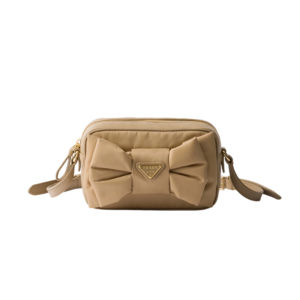Re-Nylon and nappa leather mini shoulder bag with bow