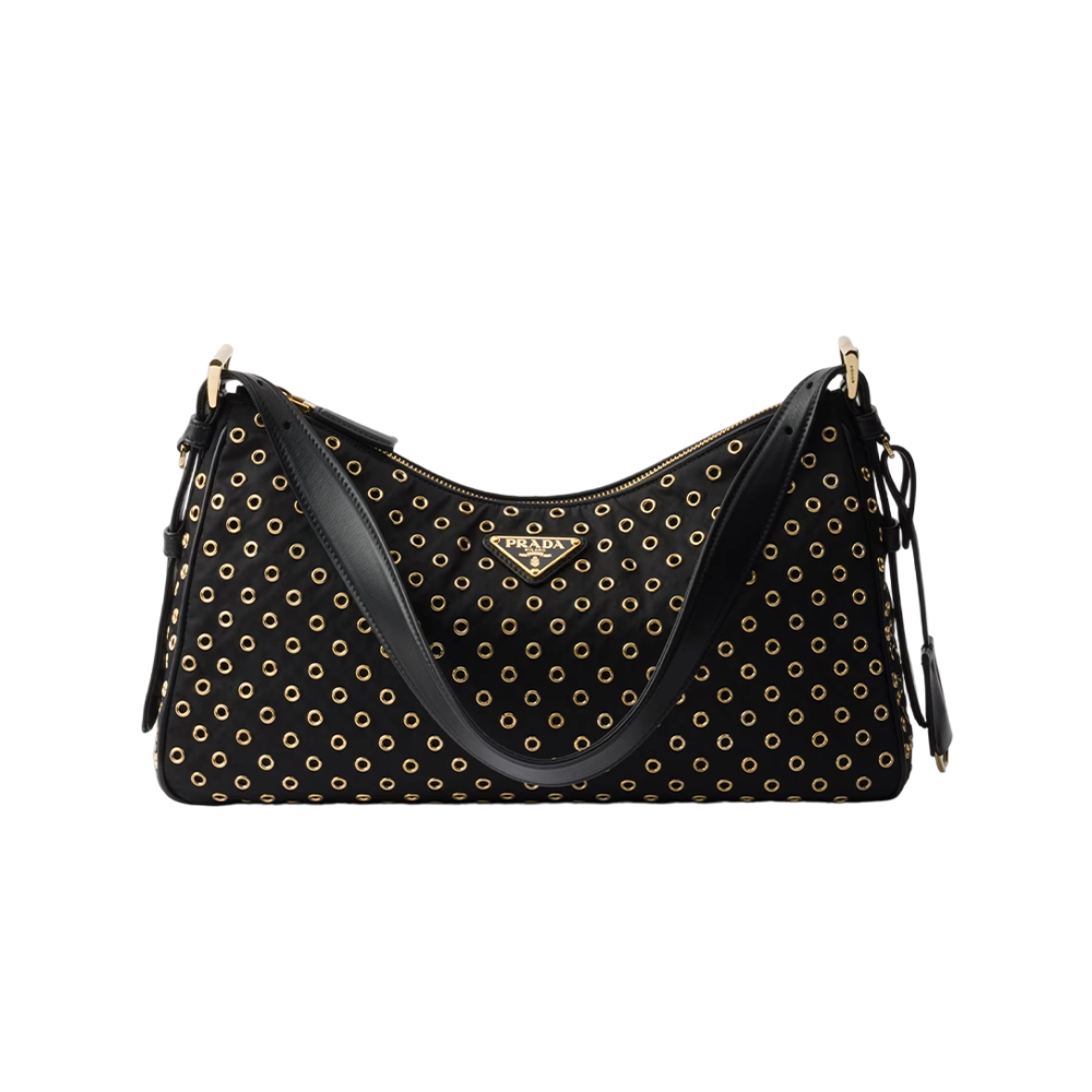 Prada Aimée large Re-Nylon shoulder bag with grommet detail