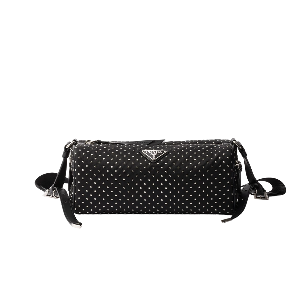 Re-Nylon bag with studs