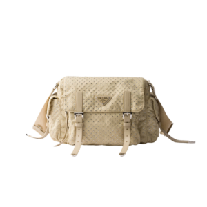 Re-Nylon shoulder bag with studs