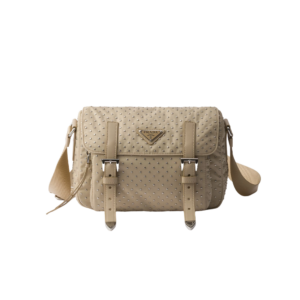 Re-Nylon shoulder bag with studs