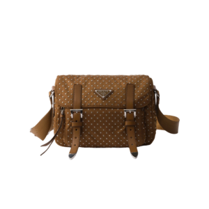 Re-Nylon shoulder bag with studs