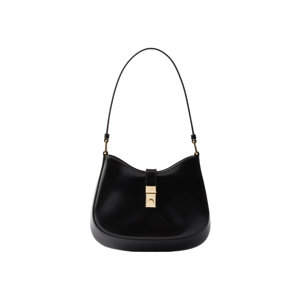 Prada Cleo brushed leather shoulder bag with clasp closure