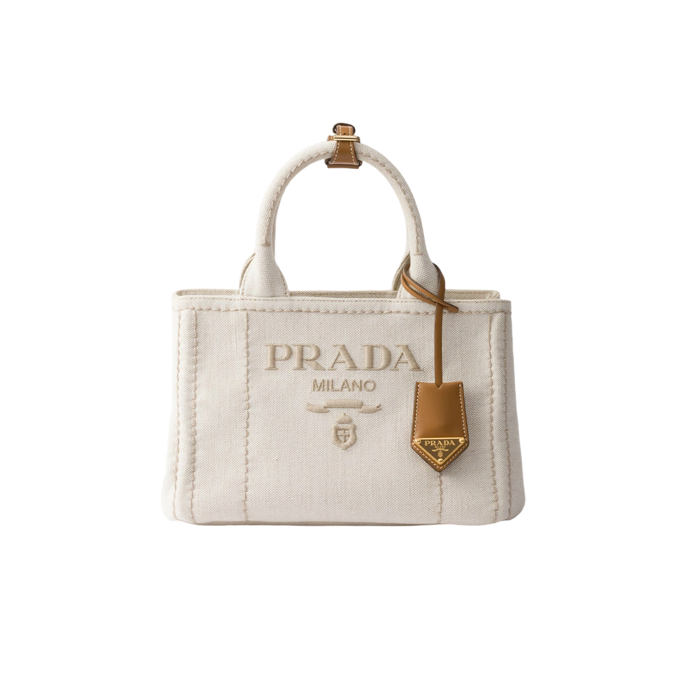 Prada Jardinière small linen blend handbag