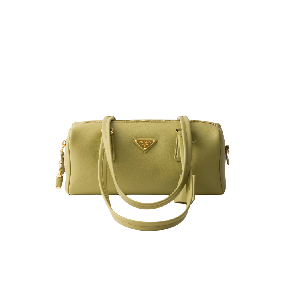Medium leather top-handle bag with padlock