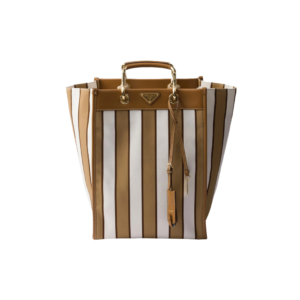 Large printed canvas and leather tote bag