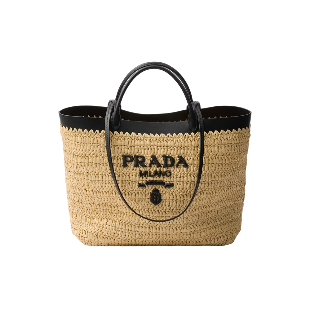 Medium crochet and leather tote bag