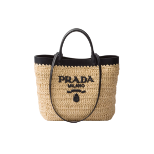 Small crochet and leather tote bag