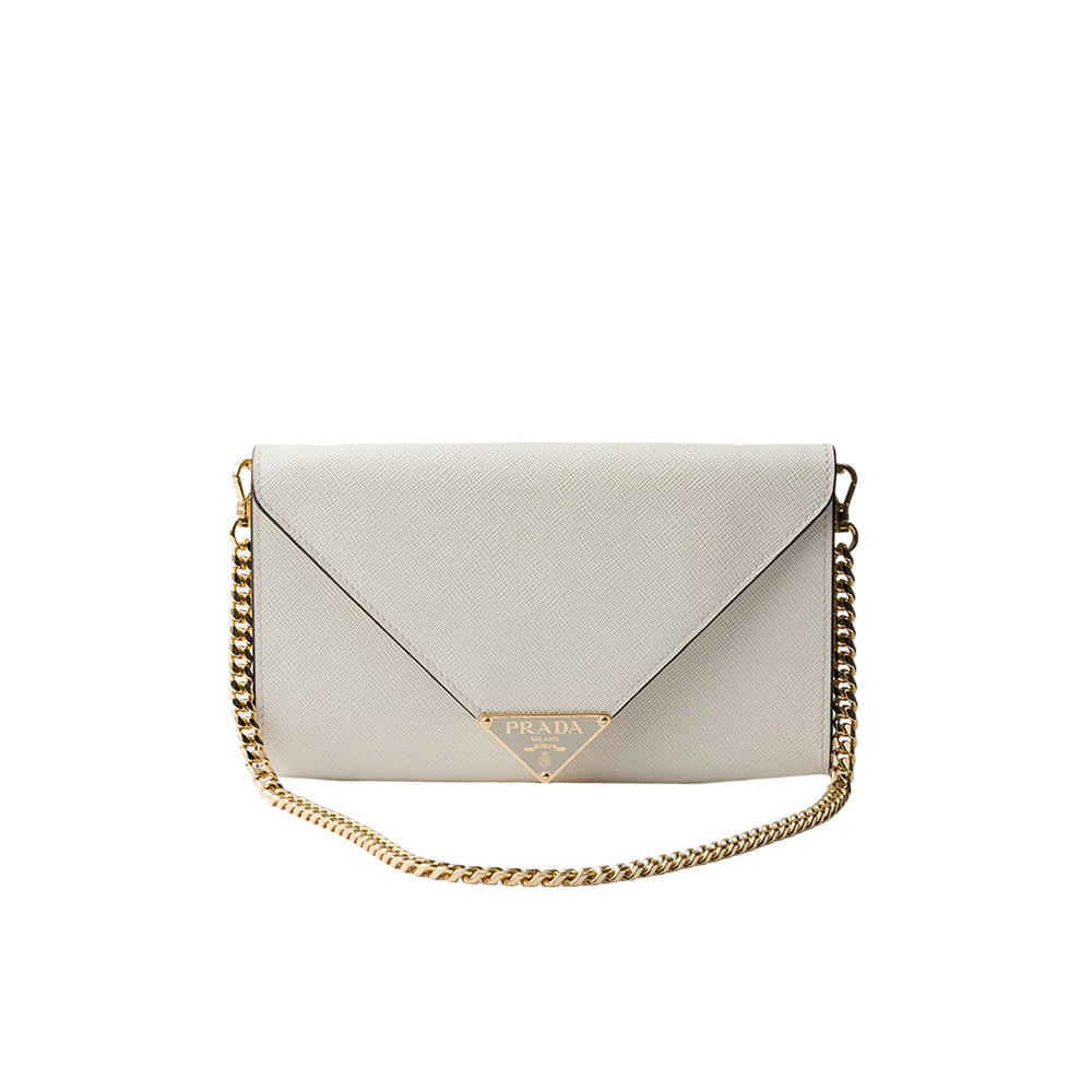 Saffiano leather envelope clutch