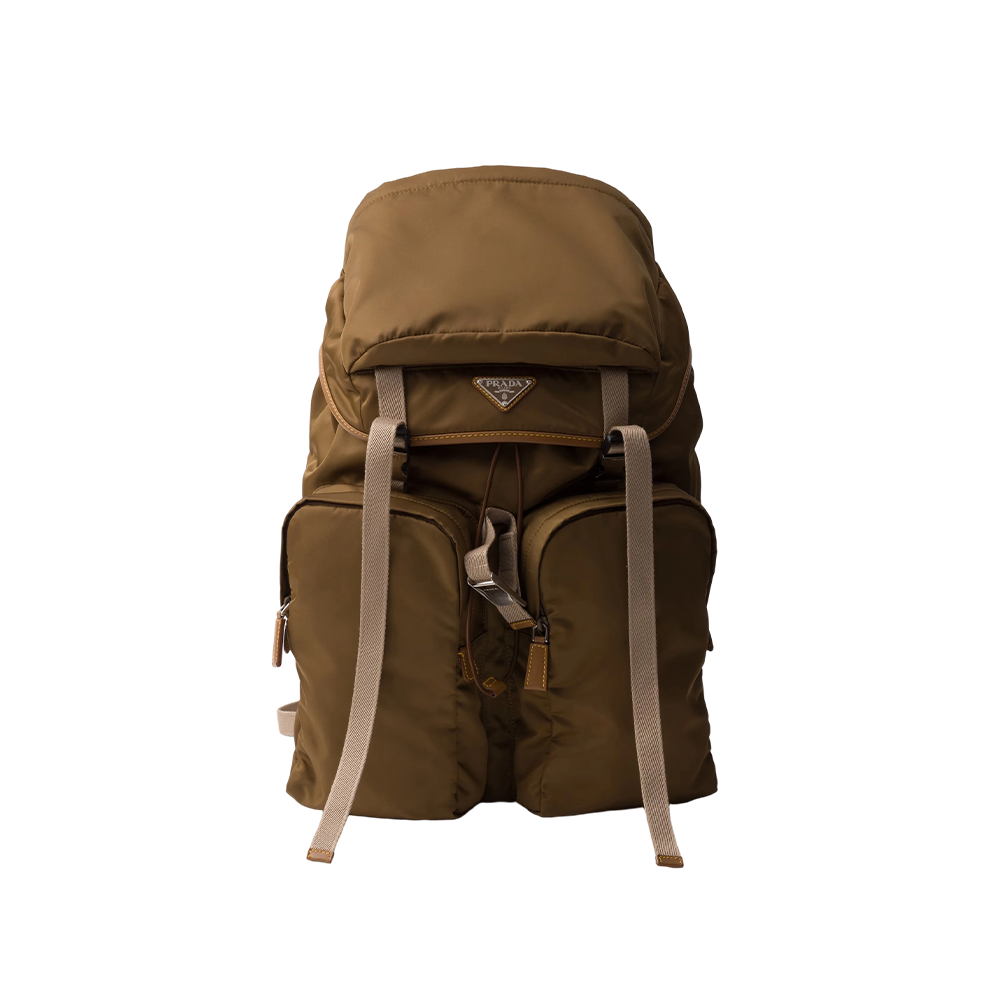Re-Nylon and leather backpack