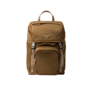 Re-Nylon and leather backpack