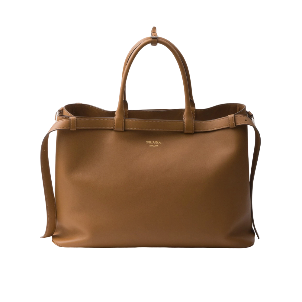 Prada Buckle leather handbag with double belt