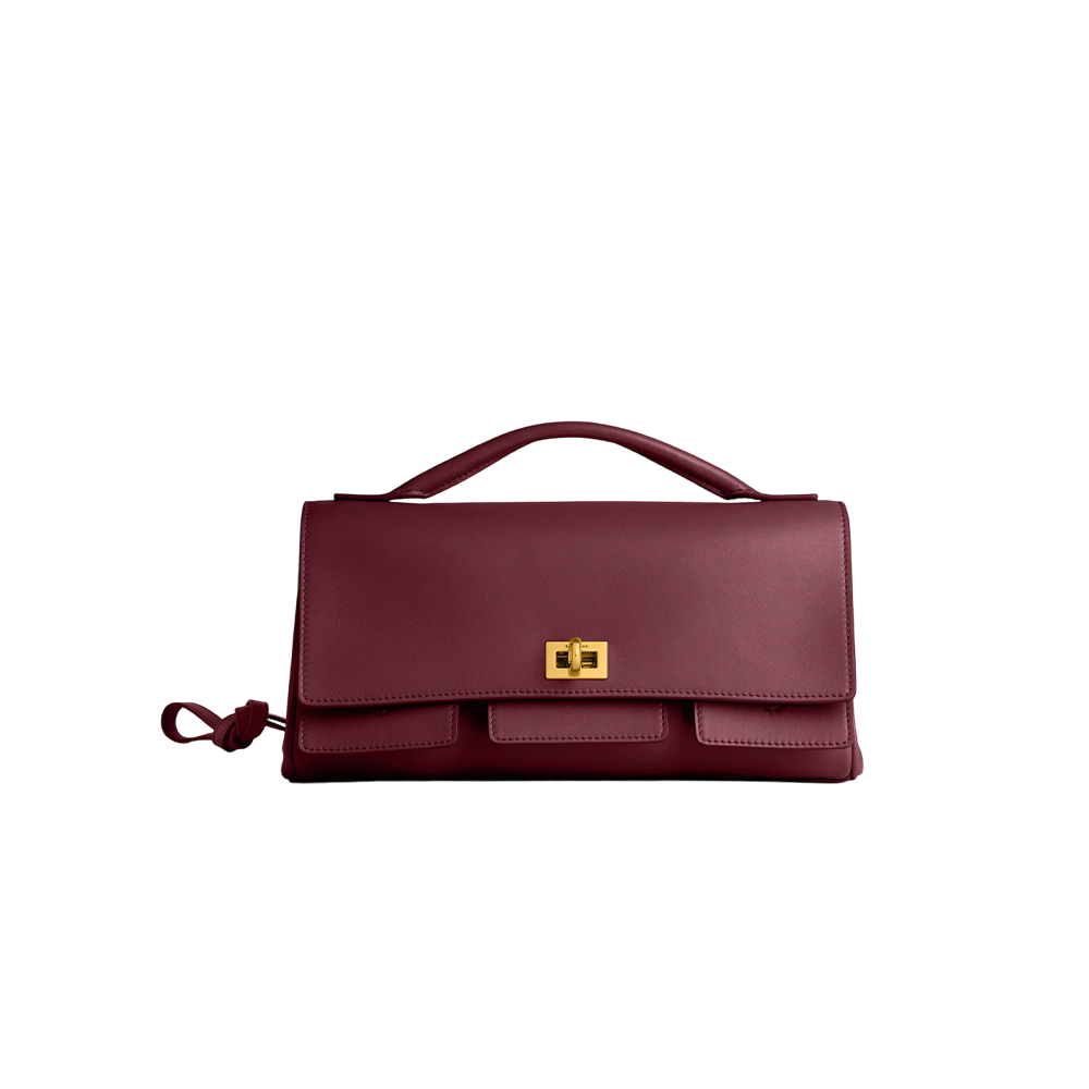 Women's Bel Air Clutch On Strap Small in Dark Burgundy