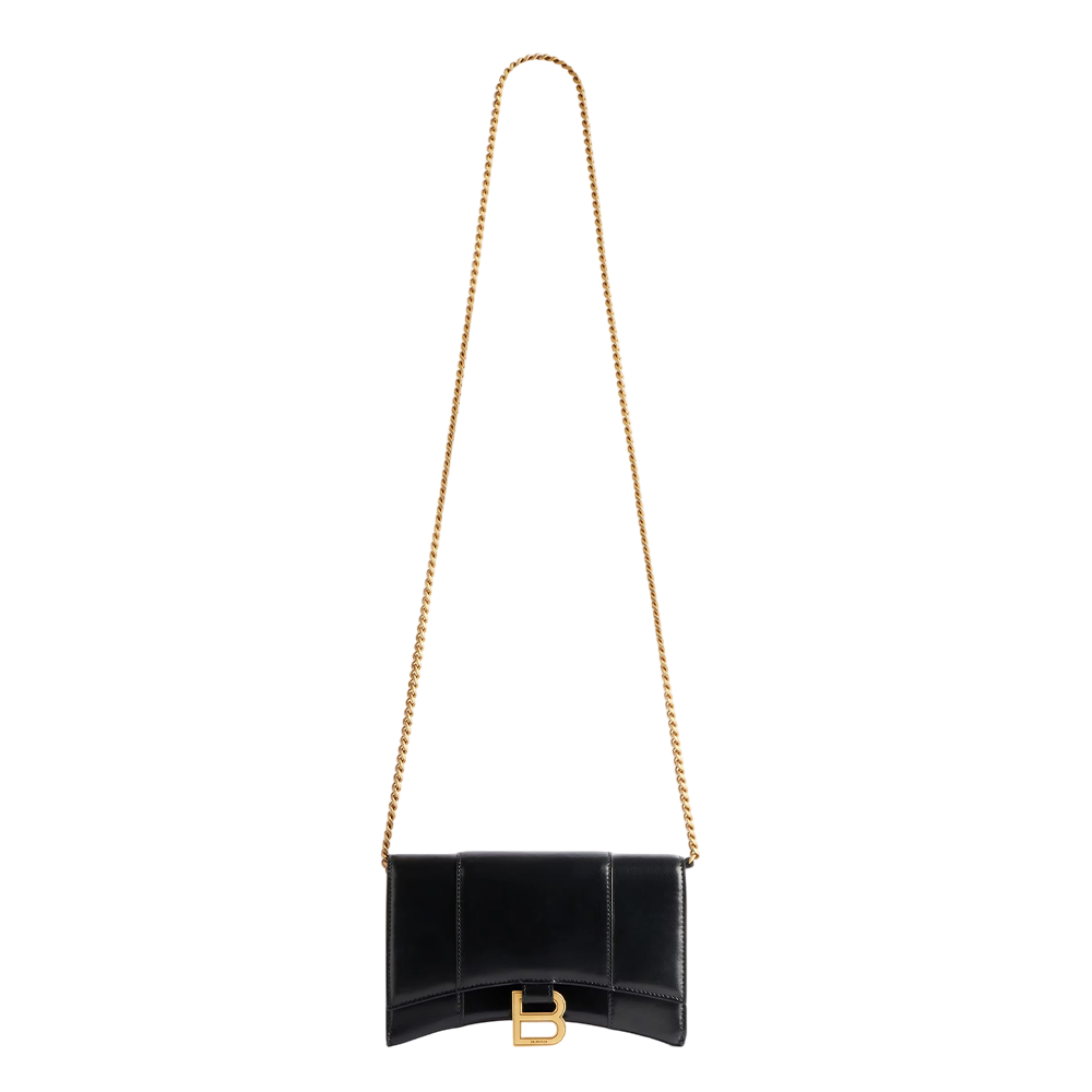 Women's Hourglass Wallet On Chain in Black