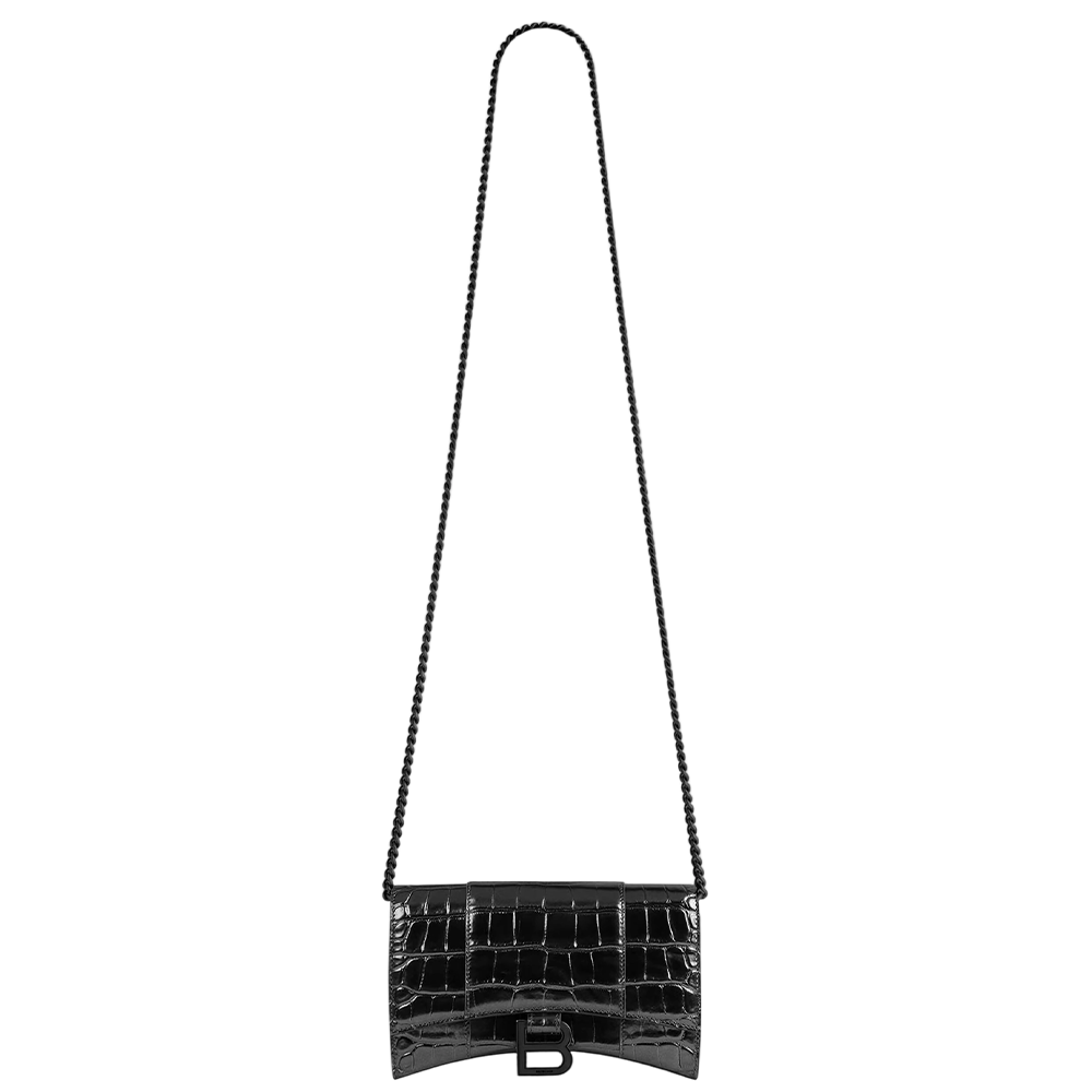 Women's Hourglass Wallet On Chain in Black