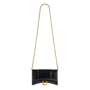 Women's Hourglass Wallet On Chain in Black