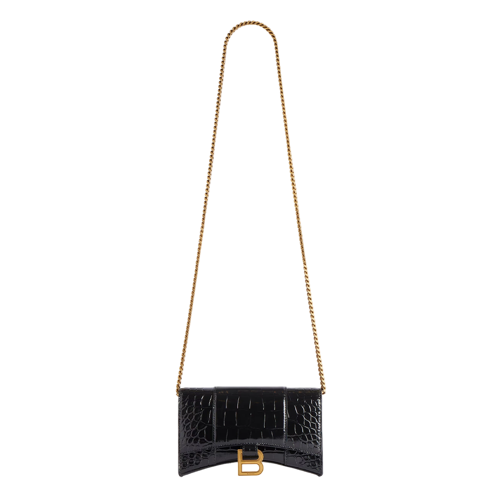 Women's Hourglass Wallet On Chain in Black